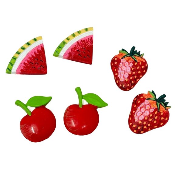 Summer Fruits Button Covers Resin Watermelon Strawberry Cherry Sewing Notions - Picture 1 of 8